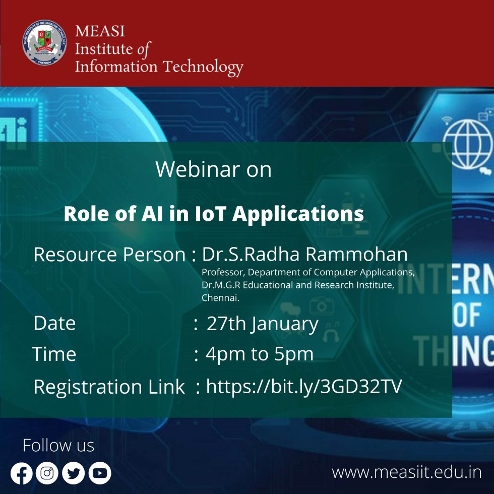 Webinar – Role of AI in IOT | MEASI INSTITUTE OF INFORMATION TECHNOLOGY